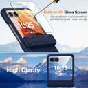 Oterkin Magnetic for Samsung Galaxy Z Flip 7 Case with [Built-in Screen Protector & Hinge Protection][Foldable Invisiable Stand] Military Grade Shockproof Full Body Protection Case for Galaxy Z Flip 7 (Pearl Blue)