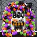 114 Pcs Halloween Balloons Garland Arch Kit for Party, 5, 10, 12 and 18 inch Balloons Set for Halloween Decorations Outdoor, Trick or Treat Party, Ghost Party, Spider Horror Theme Party Celebrations