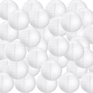 Treela 90 Pack White Chinese Japanese Paper Lanterns Decorative Hanging Ball Paper Lantern Lamps for Wedding Birthday Party Baby Shower Home Decorations(4 Inch)