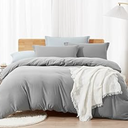 Dreaming Wapiti Duvet Cover Queen,Washed Microfiber Pink Queen Size Duvet Cover Set,Solid Color - Soft and Breathable with Zipper Closure & Corner Ties (Gray, Queen)