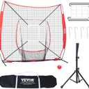 VEVOR Softball Practice Net, Portable Baseball Training Net for Hitting, Batting, Catching, Pitching - Backstop Equipment with Bow Frame, Carry Bag, Strike Zone, Batting Tee