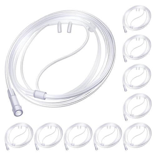 Anglechic 10 Pack 4Ft Adult Oxygen Nasal Cannula, Soft Oxygen Tubing for Adult, Cannula Nasal Tubing with Soft Curved Nose Piece, High Flow Lightweight Tube (Transparent)
