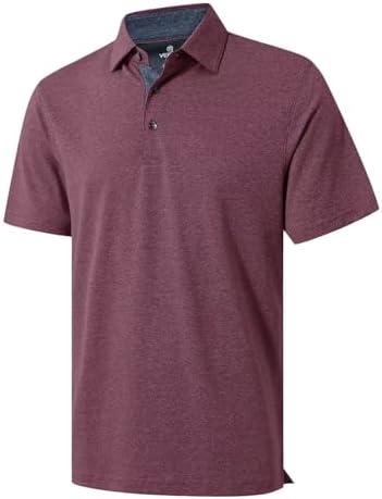 VEBOON Men's Polo Shirts Long and Short Sleeve Cotton Blend Heather Moisture Wicking Casual Collared Shirts 2XL