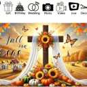 Fall Thanksgiving Backdrop Banner Fall for Jesus Theme Outdoor Decorations 71x43 Inchs Sunflower Pumpkins Backdrop Cross He Never Leaves Banner Party Supplies Yard Decor