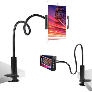 Selfdee Tablet Stand Holder for Bed, Gooseneck Adjustable Flexible Long Arm Tablets Mount Clamp Cell Phone Holder, Lazy Tablets Phone Stand, Compatible with 4-10 Inches Device