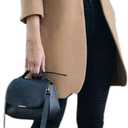 Kwoki Women's Stand Collar Open Front Pea Coat Casual Winter Warm Mid Long Blazer Trench Coats Overcoat Outerwear (Khaki) Small