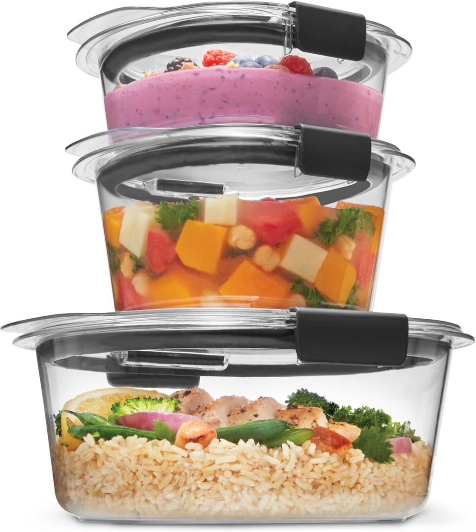 Rubbermaid Brilliance Round Leak Proof Food Storage Containers, 6 Piece Set