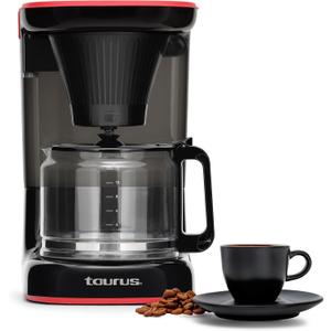 Taurus Velvet 12-Cup Drip Coffee Maker, Glass Carafe, Modern Compact Design, Non-Programmable, Easy-Clean Reusable Filter, Auto Shut-Off, Black