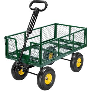 VIVOHOME Garden Cart Steel Heavy Duty 900 LBS Yard and Garden Wagon with 10 inch Tire and Handle Attach to ATV or Tractor Green (900LBS)