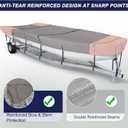 800D Jon Boat Cover, Windproof Metal Buckle Straps Jon Boat Cover Fade and Tear Resistant Trailerable, UV Protection and Waterproof(Fits 12ft-14ft), Gray