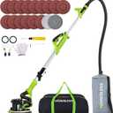 Drywall Sander, 1050W 7.2A Popcorn Ceiling Removal Tool, Automatic Drywall Sander with Vacuum Dust Collector, 7 Variable Speed 1000-2100RPM, 15Pcs Sanding Discs(Green)