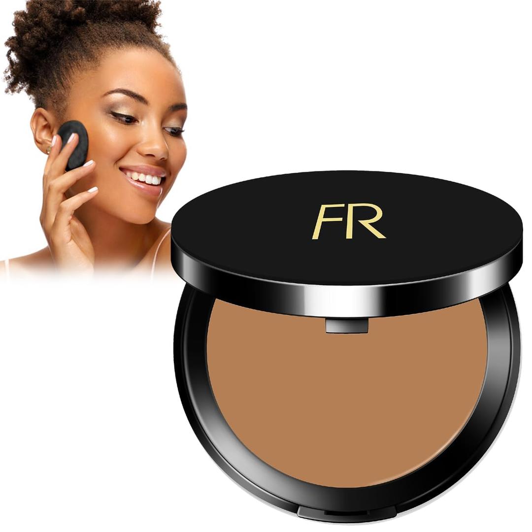 Cream To Powder Foundation by Flori Roberts, Full Coverage for Women of Color or Deeper Skin Tones, Long Lasting Makeup, Matte Finish, Covers Uneven Complexion and Hides Imperfections, 0.30 oz (Tan)