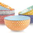 Selamica Ceramic Cereal Bowls Set of 6, 24 Oz Deep Soup Bowls for Kitchen, 5.9 Inch Dessert Bowls for Salad, Pasta, Oatmeal, Ramen, Microwave Dishwasher Safe, Set of 6, Assorted Colors