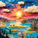500 Piece Puzzle for Adults, Wild Animal Forest Jigsaw Puzzle, Colorful Sunset Landscape Adults Puzzle, Challenging Nature Scenery Puzzle, Family Activity Great Gift for Family Friends, 20.5 x 15 in