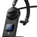 Wireless Headset with Mic for Work, Wireless Headset with Microphone (Noise Cancelling), Smart Mult-Func Dock, 65H Worktime&Fast Charge Bluetooth Headphones for Work/PC/Computer/Call Center/Teams/Zoom (Black)