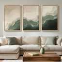 Large Framed Green and Beige Abstract Wall Art for Living Room, 3 Piece Modern Neutral Canvas Prints Paintings Artwork for Walls, Minimalist Abstract Pictures for Hallway Bedroom Wall Decor 24x36 In, 24" W X 36" H X 3pcs