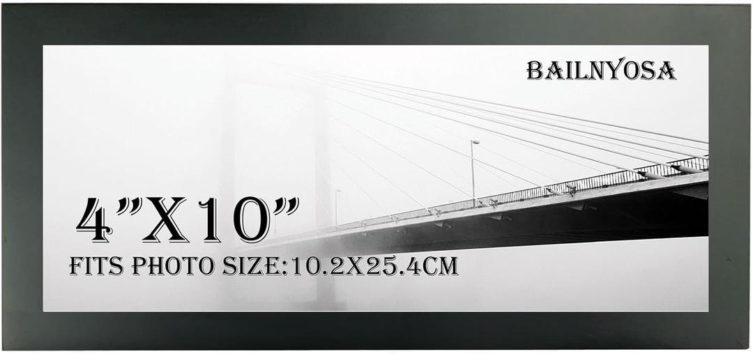 10x4 Frame Black Solid Wood Picture Frame -4x10 Panoramic Picture Frame for Wall Decoration, Classic Black Minimalist Style Suitable for Decorating Houses, Offices, Hotels1 PackBlack