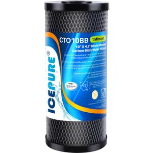 ICEPURE 10"X4.5",1 Microns Whole House Sediment Activated Carbon Water Filter Compatible with Dupont WFHDC8001,EP Series,EPM Series,CB-BB-10, GE FXHTC, GXWH40L, GXWH35F, GNWH38S, CTO10BB,1PACK