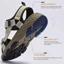 Queday Womens Mens Sport Sandals Outdoor Hiking Sandals with Arch Support Comfortable Athletic Beach Sandals for Travel Walking Trekking Camping (10 Women/8.5 Men, Beige - Wb)