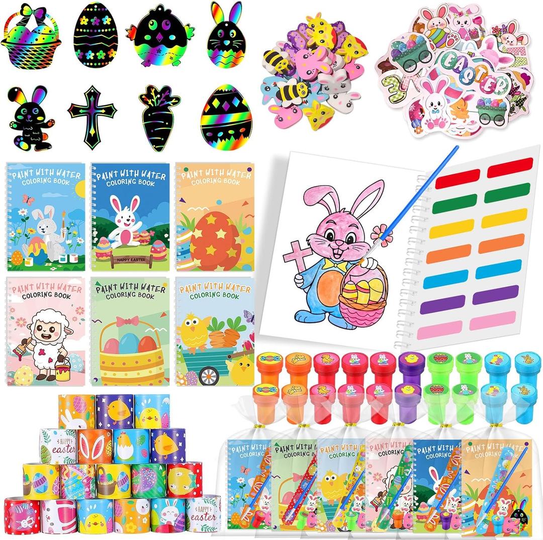 192 Easter Party Favors for Kids, 24 Pack Coloring Books Set Toys Bulk for Classroom Gifts Prizes, Easter Goodie Bags Stuffers Fillers for Boys Girls Student Party(coloring books set)