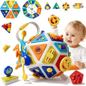 22in1Toddler Busy Board Activity Cube Toys, Montessori Sensory Toy & Travel Leaning for Toddlers, Early Education Active Toy and Fine Motor Skills Development Toy for 1 2 3 Years Old Boys & Girls
