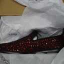 SPK27 Men's Rhinestone Sparkling Suede Dress Shoes Loafer Classic Designer Moccasins (12, Red)