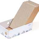 Cat Scratcher Box with Heavy-Duty Double-Sided Cardboard Pad, Cardboard Lounger, Cat Bed for Indoor Cats, Interactive Hole Design, Large - 5 Pack, White