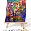 Petrala Framed Paint by Number for Adults Tree of Life DIY Oil Numbers Painting Kit on Canvas Colorful Drawing Paintworks with Frame for Home Decor, Ready to Hang 16 x 20 Inch