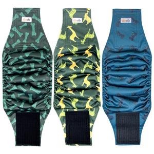 Grecle Reusable Dog Diapers Male 3Pcs, Premium Washable Belly Band for Male Dogs Large, High Absorbing Male Dog Wraps for Doggie in Incontinence, Excitable Urination and Training (Giraffe, L)