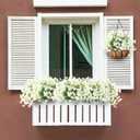 Artificial Flowers for Outdoors 12 Bundles Realistic Faux Plants UV Resistant Fake Silk Morning Glory with Eucalyptus for Front Door Planter Patio Porch Outside Spring Summer Decoration (White)