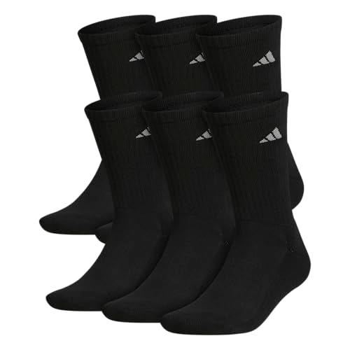 adidas Men's Athletic Cushioned 6-Pack Crew, Cushioned Crew Socks with Arch Compression for a Secure Fit XL