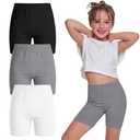 Custoneei 3 Pack Girls Bike Shorts, 3-Color, 9-10 Years