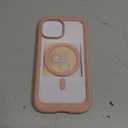 Miracase Glass Series for iPhone 15 Case [Compatible with MagSafe] Full-Body Magnetic Case with Built-in 9H Tempered Glass Anti-Fingerprint Screen Protector + Camera Lens Protector, Pink and Clear