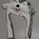 Kids Adults Plush Hat Ear Moving Ear Flap Hat with Paw, Wolf