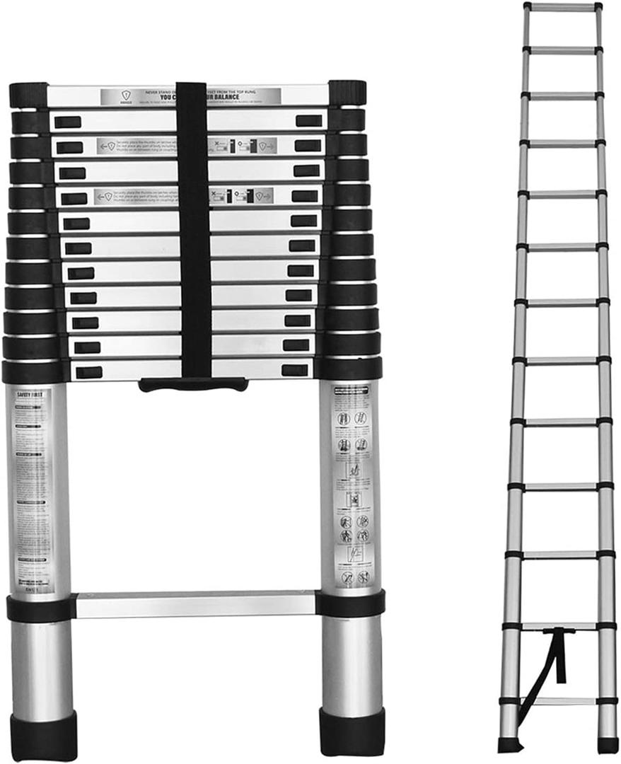 14.5FT Telescoping Ladder, Lightweight Collapsible, Aluminum Retractable Ladder, Telescopic Compact Ladders for Home, 330LB Capacity