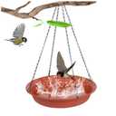 Afrine Hanging Bird Bath for Outside, Hanging Bird Water Feeder for Outdoor, Birdbath Bowl, Birdbaths for Outdoors Balcony Window Backyard Garden, Small Large Wild Birdfeeder Tray (12", Terracotta)