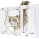 Aluminum Pet Door for Windows, Width Adjustable to Fit Window Width 27"-32", 10-Minute Cat Door Insert Window Installation, Cats Door for Window with Magnetic Suction Design and Weatherproof