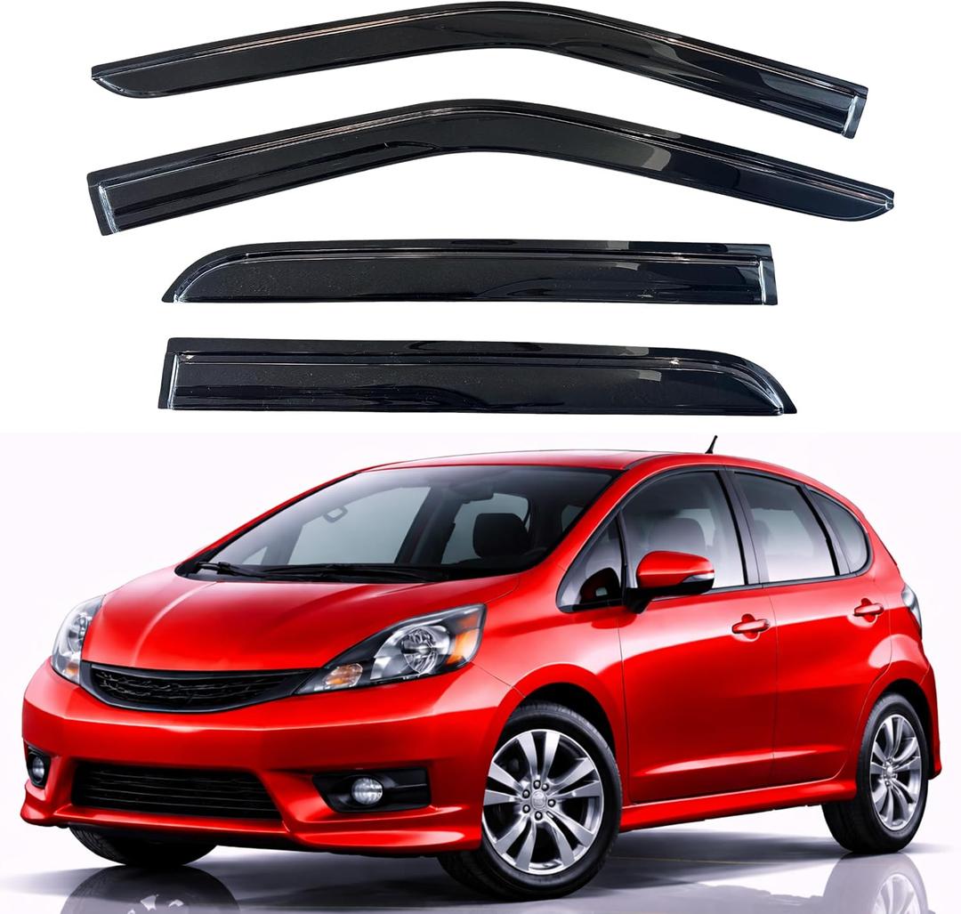 KPY Rain Guards Fit for 2009-2014 Honda Fit, Out-Channel Window Visors Vent Wind Deflectors 4PC, Car Accessories for 09-14 Honda Fit
