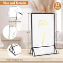 Floroom 12 Pack 5x7 Inch Clear Acrylic Sign Holders, Double-Sided Black Display Stand Picture Frames for Table Numbers, Menus, Flyers, Weddings, and Offices