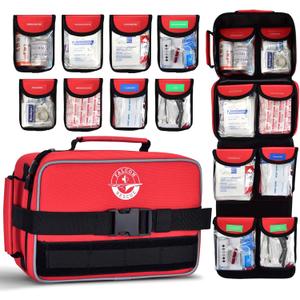 Premium 418-Piece First Aid Kit - MOLLE Compatible, Waterproof & Organized Tear-Resistant Survival Kits for Home, Hiking, Car, Outdoor Emergencies