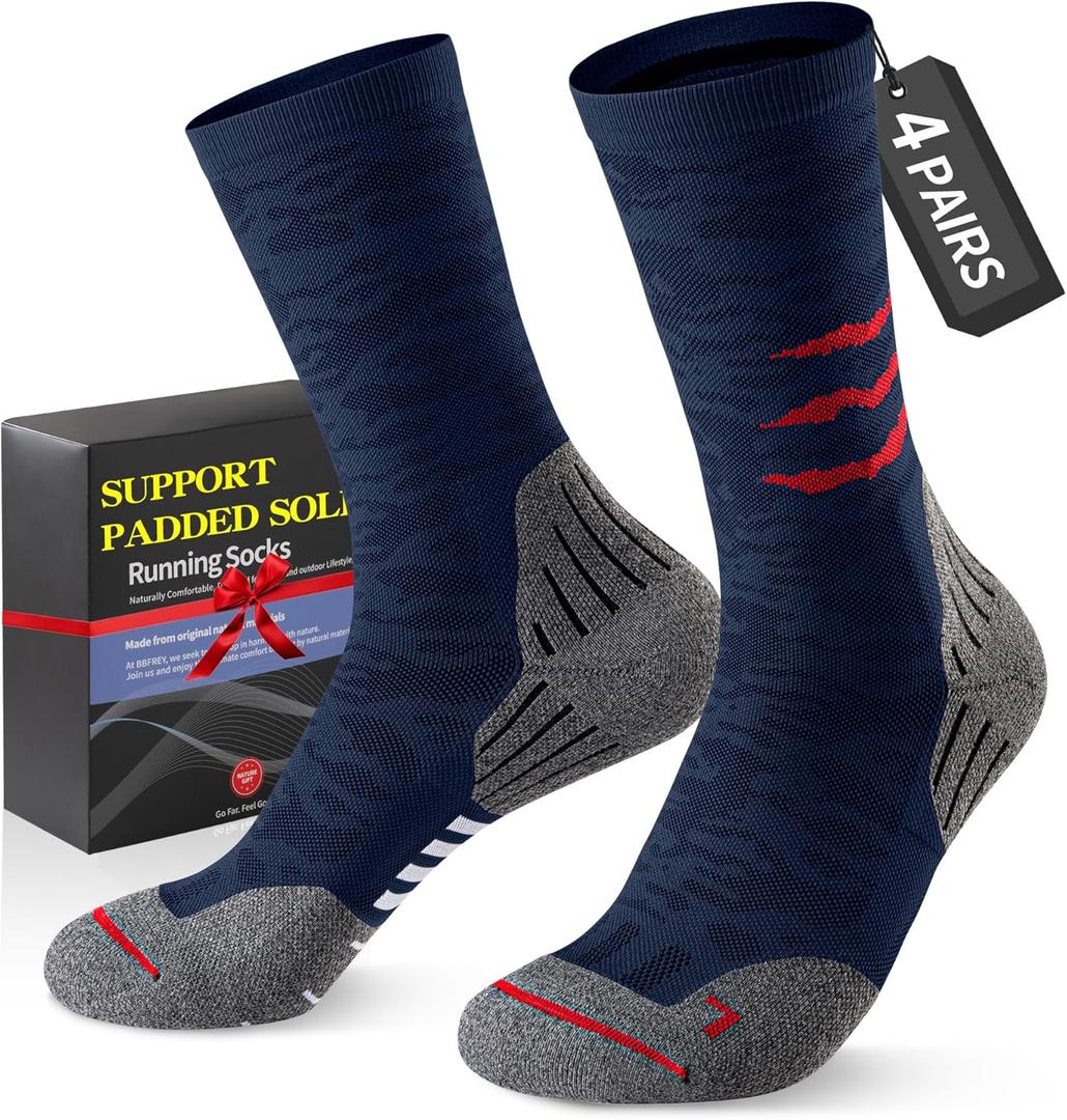Crew Compression Socks for Men Women - Mild Support, Wicking Cushioned Compression Running Socks for Sport Basketball (Blue, L)