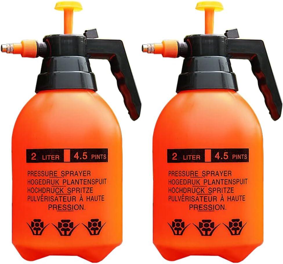2 Pcs Garden Pump Sprayer, 0.5Gallon/68oz Hand-held Lawn Pressure Orange Spray Bottle with Adjustable Nozzle (FKM Gasket Update)