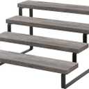 YINMIT Wooden Display Riser Stand, Tiered Perfume and Cologne Organizer Stand, 4 Tier Spice Rack Organizer, Rustic Display Shelf for Candles (4 Tier,Grey)