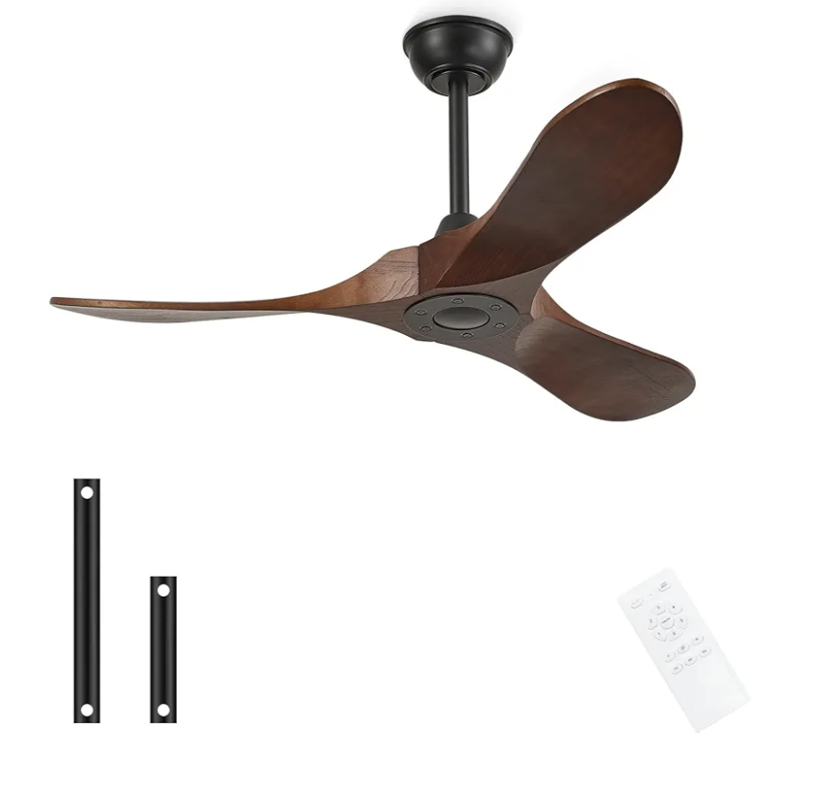 42'' Outdoor Ceiling Fan no Light,Solid Wood Ceiling Fan with Remote Control,Quiet and Reversible DC Motor with Large Airflow for Living Room,Patios,Gazebo (dark walnut)