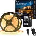 100FT COB LED Strip Lights Outdoor Waterproof, 30M Flexible 24V, Remote & App Control, Dimmable,3000K Warm White Led Tap Lighting For Garden Patio, Kitchen, Under Cabinet, Living Room Decor (2 Rolls)