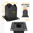 Creative Design 4x4 Post Base, Square Bracket Post Base for Fence Mailbox Deck, Bolt Down Post Base Wood Post Ground Anchor, Fit 3.5''x3.5'' Square Wood Post (Black - Set 4)