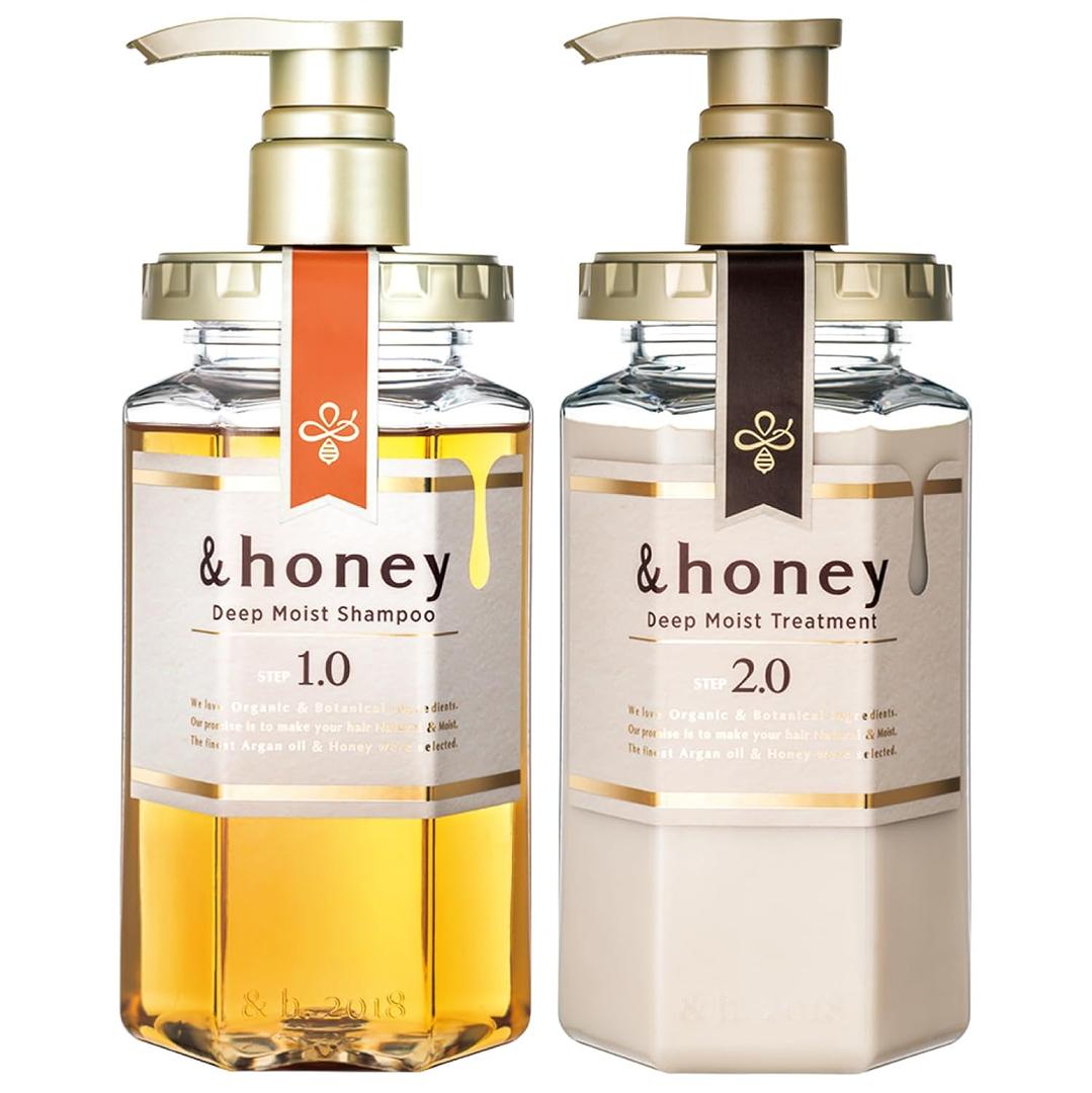 [Genuine Product] &honey Deep Moist Shampoo & Conditioner Set 440mL+450g/14.87.fl.Oz+15.69Oz (Sampoo and Conditioner Set)