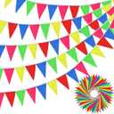 Boao 1640 ft Pennant Banner Flags Rainbow Triangle Banner Multicolor Nylon Reusable Triangle Flag Decoration for Grand Opening Outdoor Celebrations Shops Business Classroom Party