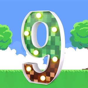 Pixel Light up Number, 8.58in Led Pixel Pattern Glowing Numbers Pixel Game Party Decorations Pixel Light Decorative Numbers for Game Birthday Party Wedding Supplies(Number 9)