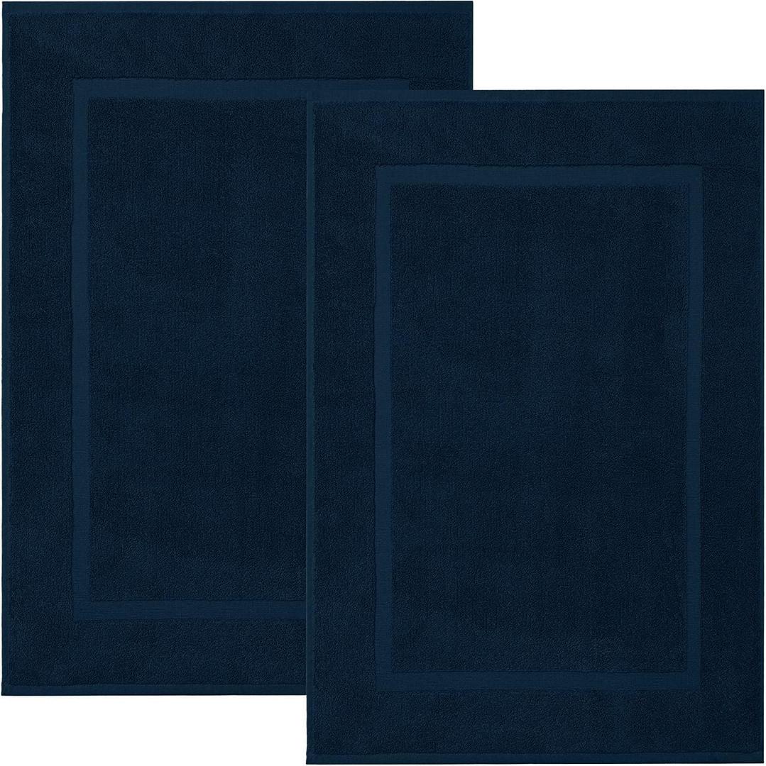DAN RIVER Cotton Bath Mat Set of 2 - Blue Opal Bath Mat 21X34 Inches - [Not a Bathroom Rug] - 100% Ring Spun Cotton Bathroom Floor Towel - Ultra Soft and Highly Absorbent Shower Floor Mats